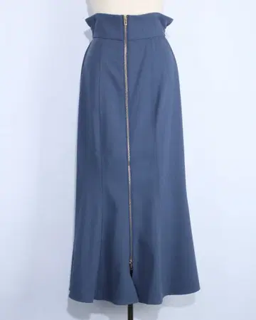 프론트 지퍼 머메이드 스커트 블루