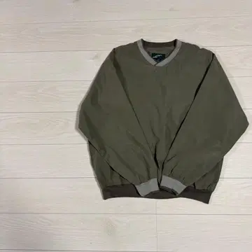 올리브 그린 나일론 V넥 자켓 미국 빈티지 의류