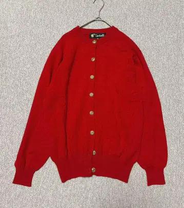 퓨어 캐시미어 100% 가디건 빨간색 사이즈 42 골드 버튼
