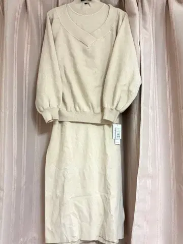 페넬 핑크 베이지 니트 원피스