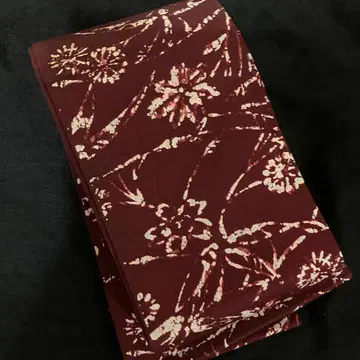 버건디 색상 리버서블 꽃무늬 반폭 오비