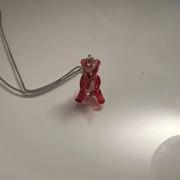 곰 모양 펜던트 목걸이 빨간색