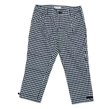 여성용 페루 캐주얼 팬츠 바지 체크 면 블랙 화이트 S