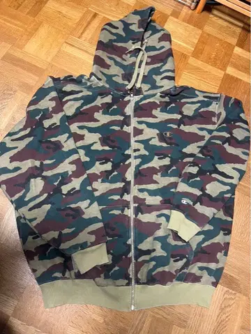 Champion 카모플라쥬 풀 집업 후드티