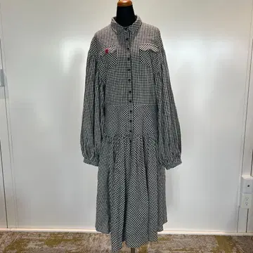 CANDAY 깅엄 체크 롱 원피스 M 블랙