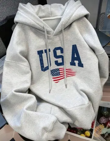 USA 로고 그레이 후드티 M 사이즈