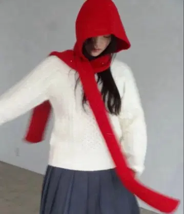 fekete 라메 후디 머플러 레드