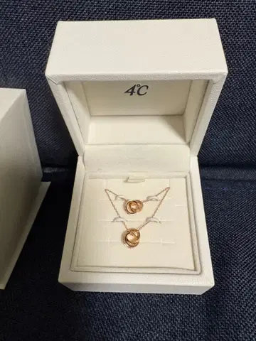 4C K10 핑크 골드 목걸이 2개 세트
