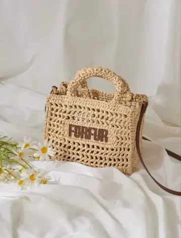 FURFUR 라피아 로고 토트백
