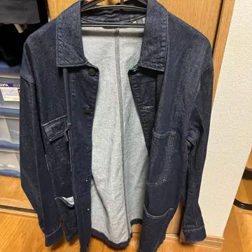 다크 데님 버튼 셔츠 자켓