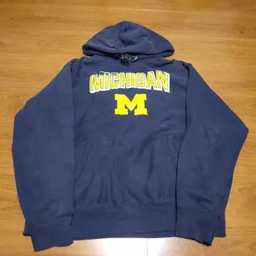 Champion MICHIGAN 리버스 위브 후드티 L 네이비