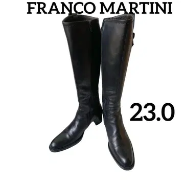 FRANCO MARTINI 천연 가죽 롱 부츠 36 블랙 이탈리아제