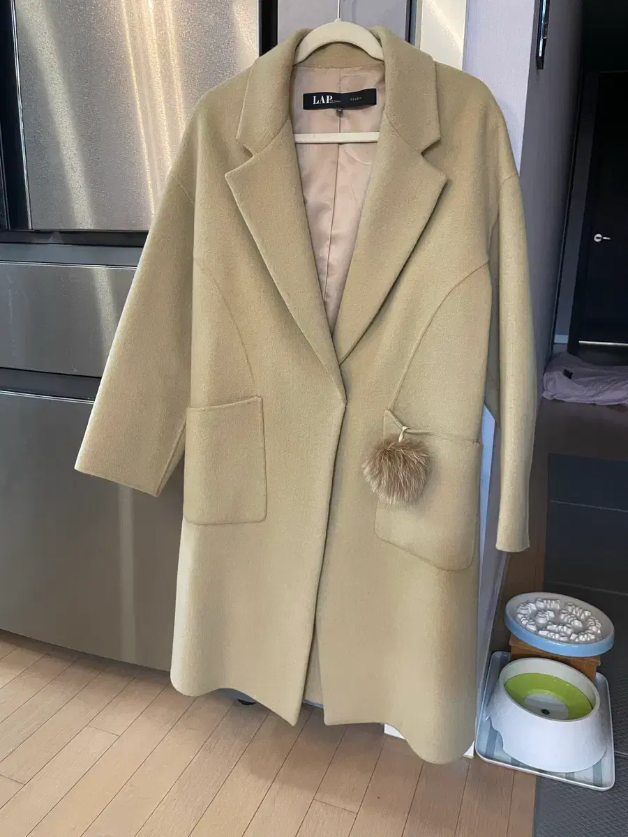 Lapstudio 90% Wool Handmade Long Coat Beige