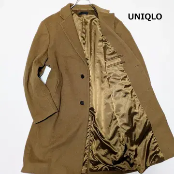 유니클로 캐시미어 혼방 울 체스터 코트 싱글 카멜 XL