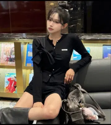 CRANK SEOUL Ribbon Tide Knit Cardigan