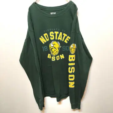 gear 롱 T 긴팔 그린 빅 루즈 구제 의류 칼리지 bison