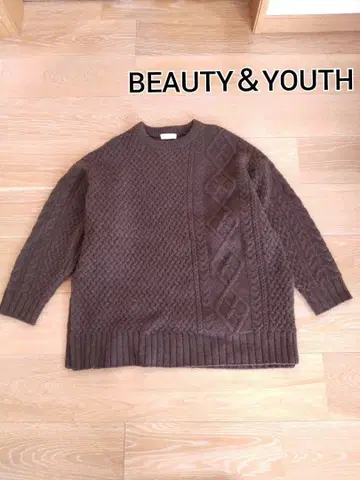 뷰티앤유스 BEAUTY&YOUTH 패치 케이블 니트 브라운