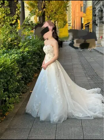 COCOMELODY 화이트 A라인 웨딩 드레스 5호