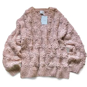 [미사용품] CLANE 클라네 니트 V넥 모헤어 핑크 1 사이즈