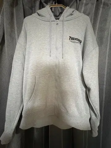 THRASHER 그레이 집업 후드티
