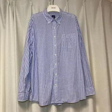 GAP 남성용 긴팔 셔츠 빅 사이즈 XL 깅엄 체크 레어