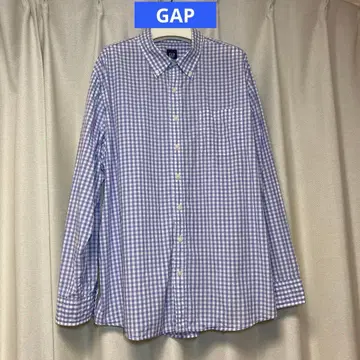 GAP 남성용 긴팔 셔츠 빅 사이즈 XL 깅엄 체크 레어