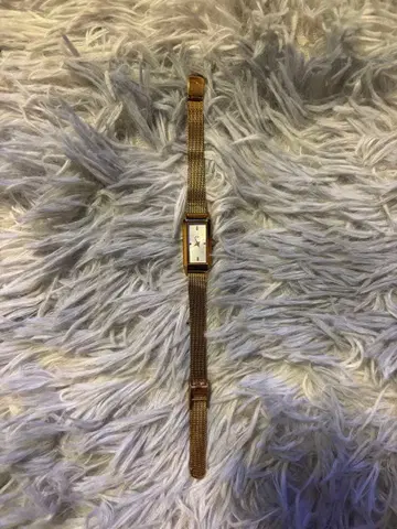 ete 렉탱글 페이스 메쉬 벨트 워치 핑크 골드