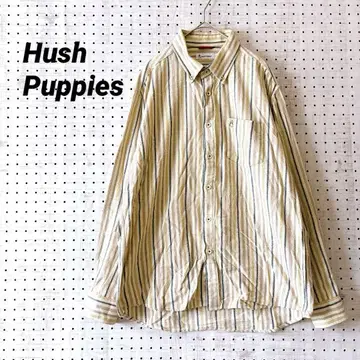 허시파피 스트라이프 긴팔 셔츠 코튼 소재 (L) 내추럴 컬러