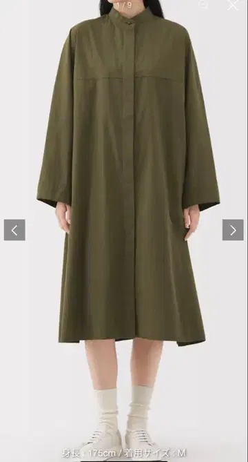 MUJILabo 코튼 울 릴랙스 핏 셔츠 원피스