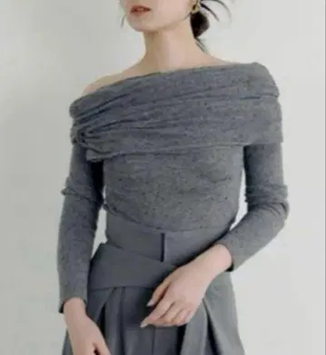 SNIDEL 개더 아지메 니트 풀오버 스나이델 그레이