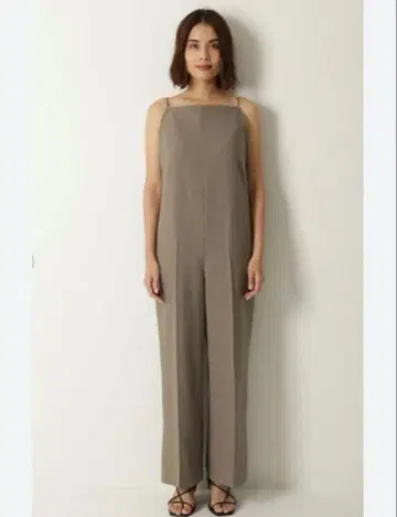 그레이 슬립 오버롤 와이드 레그