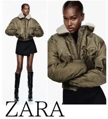 ZARA 데미지 이펙트 나일론 봄버 자켓