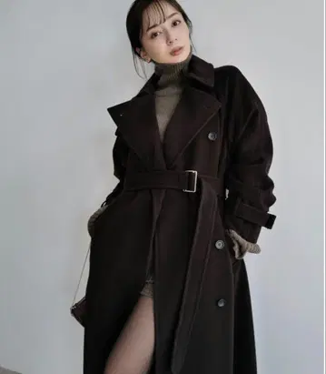 anuaus 울 트렌치코트 다크 브라운 2025AW