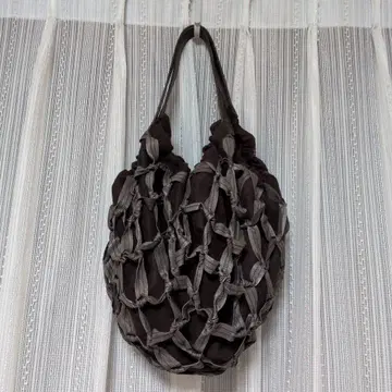 테이프 뜨개질 메쉬 디자인 백 다크 브라운