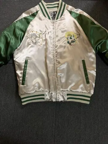 자수 디자인 스카잔 실버/그린