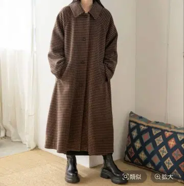 로리즈팜 체크 무늬 롱 코트