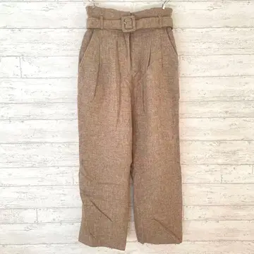 스픽 앤 스팬 와이드 팬츠 [ S ] 벨트 하이웨스트 턱 무지