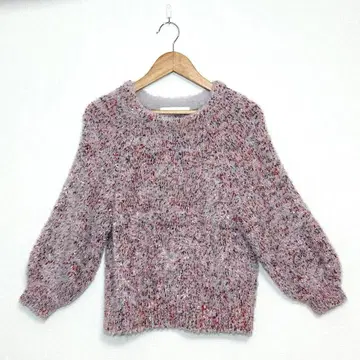 릴리 브라운 라메 샤기 니트 숏 기장 믹스 페더 니트