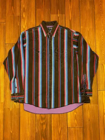 Wrangler 스트라이프 긴팔 셔츠 빅 실루엣 XL 사이즈