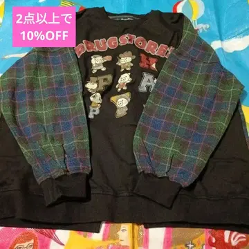 새상품/드럭 스토어즈/트레이닝복/블랙과 체크 무늬/F