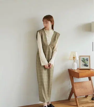 hinari 하이웨스트 체크 점퍼 스커트 S