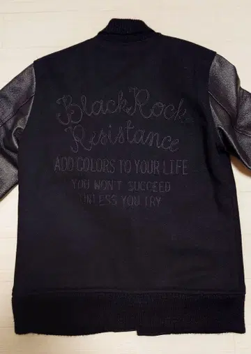 FAIRBANKS142 AZUL 울 x 가죽 바시티 자켓 블랙