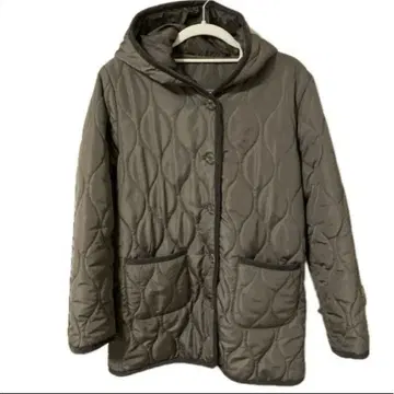 퀼팅 자켓 후드 부착 브라운 계열