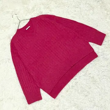 [베이플로우] (F) 울 혼방 V넥 풀오버 스웨터 오버 사이즈