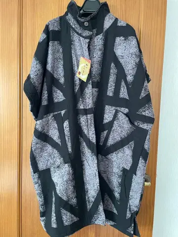 차분한 일본풍 패턴 안감 플리스 코트 넉넉한 반텐 룸웨어 미사용