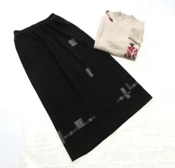 새상품급 배송비 포함 집시 블루 블랙 강연 울 스트레치 롱 스커트