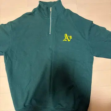 A's 하프 지퍼 트레이닝복 다크 그린