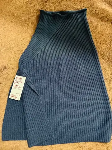 새상품 무인양품 목의 까슬거림을 줄인 메리노울 혼방 판초 다크 네이비