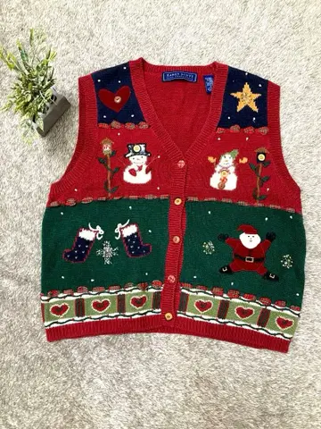 카렌 스캇 크리스마스 자수 니트 베스트 가디건