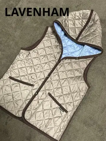 LAVENHAM 라벤햄 퀼팅 베스트 LL 리버서블 브라운 x 스카이블루